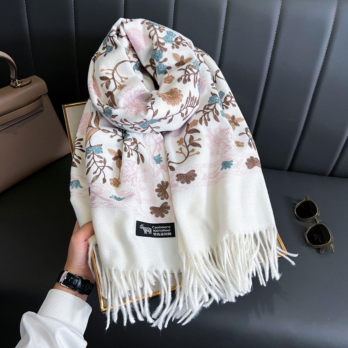 Woven Scarf Blanket - جديد شتاء دافئ الكشمير وشاح للنساء