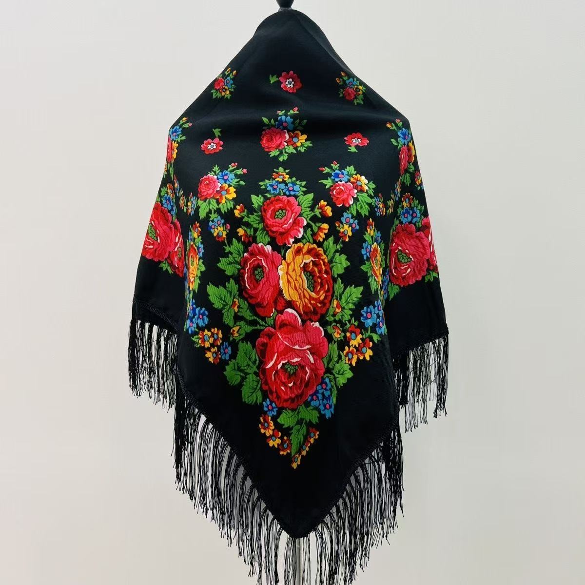 Bandana Cotton - 120*120 سنتيمتر الفاخرة الأزهار الروسية الوطنية