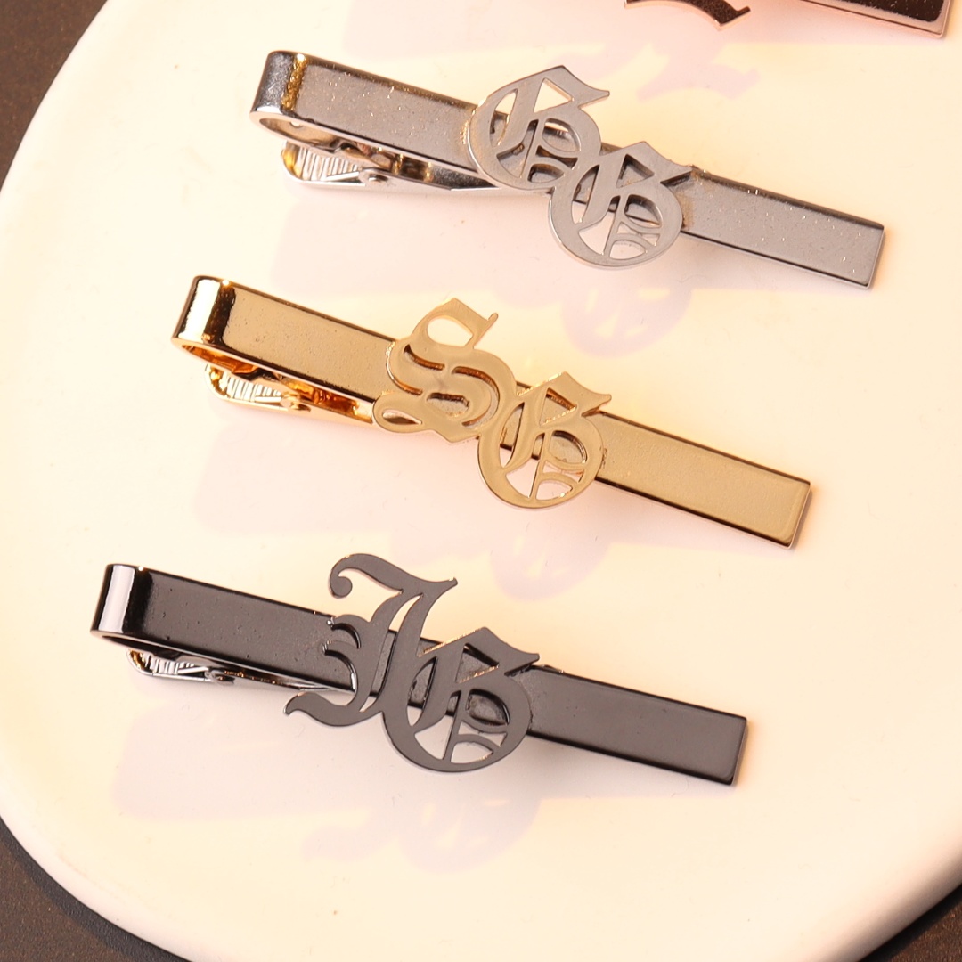 Tie Clip Silver - اسم مخصص الأحرف الأولى التعادل كليب