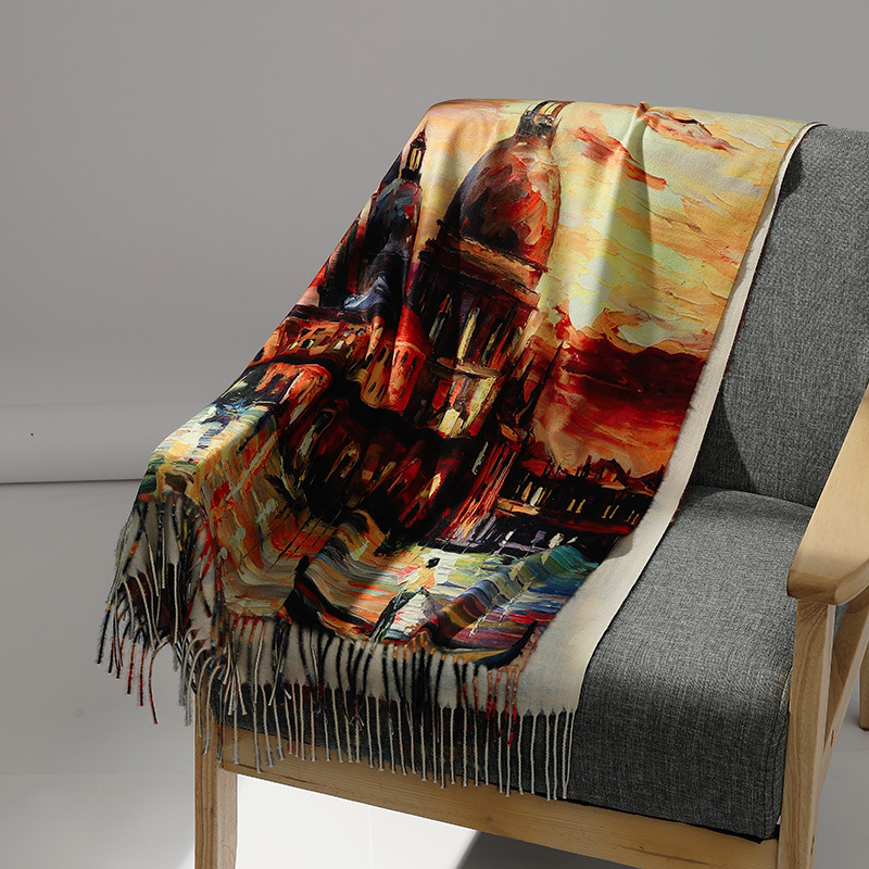 العلامة التجارية الفاخرة النفط - مراجعة Woven Scarf Blanket وسعره